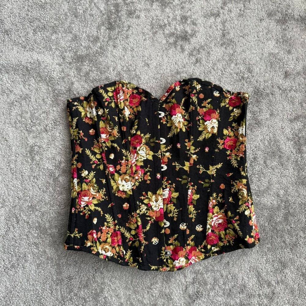 Black floral corset top